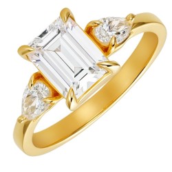 Χρυσό δαχτυλίδι Κ14 με ορθογώνια πέτρα ζιργκόν 